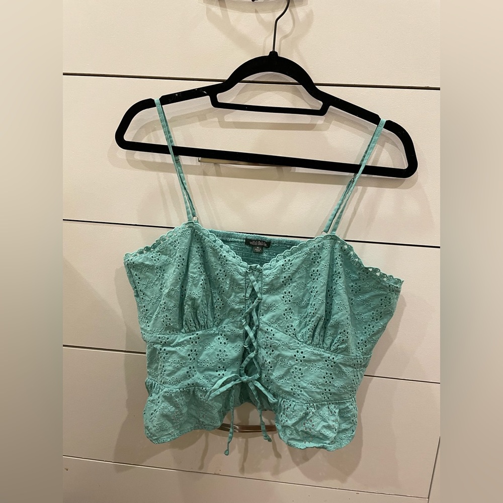 XL Strappy Wild Fable Aqua Front Tie Tank Top